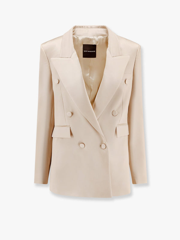Double-breasted satin blazer