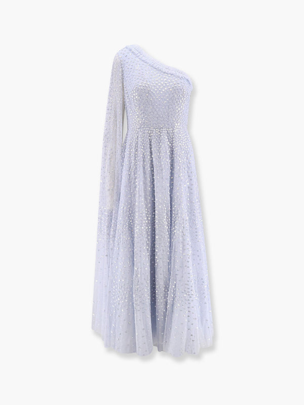 One-shoulder long dress with sequins