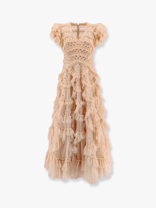Long dress with all-over sequins