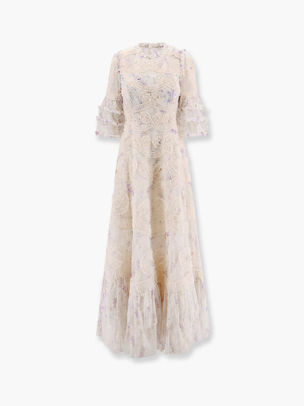 Long dress with multicolor motif