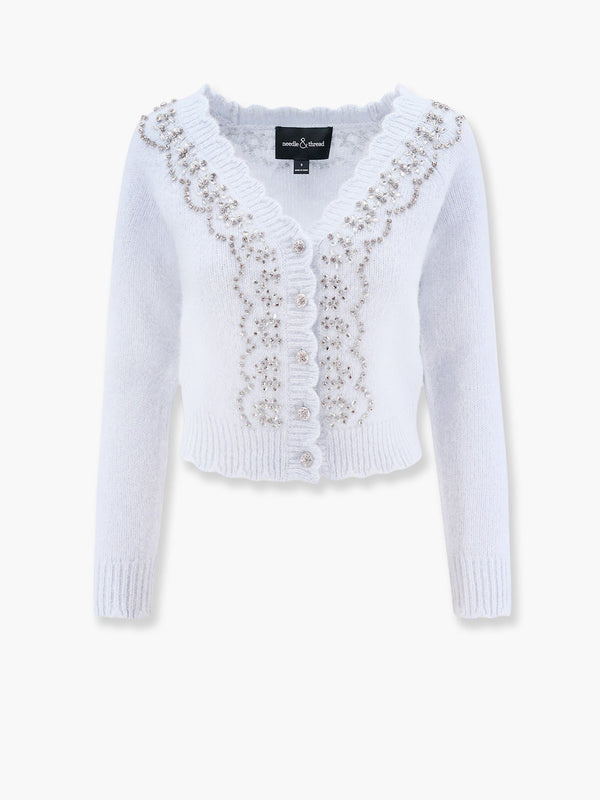 Alpaca and wool cardigan with rhinestones