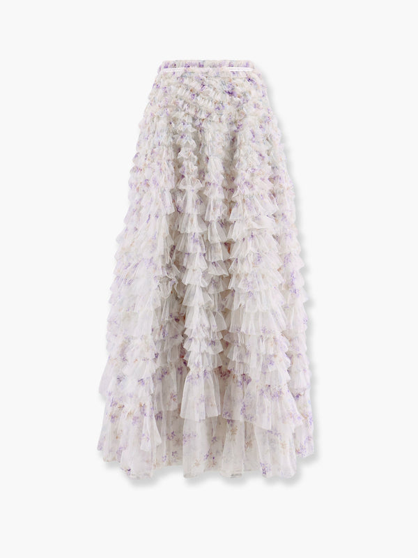 Ruffled tulle long skirt