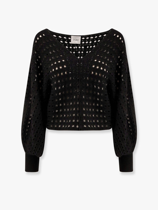 Perforated cotton sweater