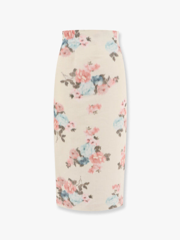 Linen blend skirt with floral print