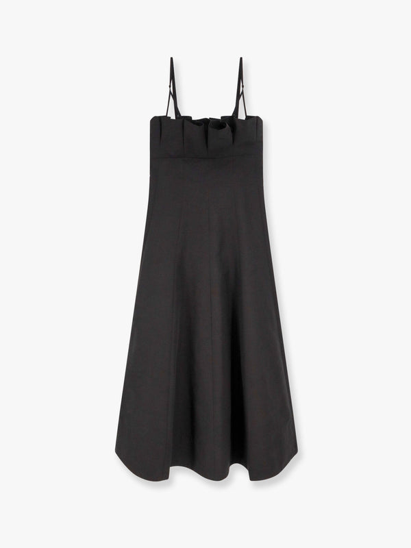 Long dress with horizontal neckline