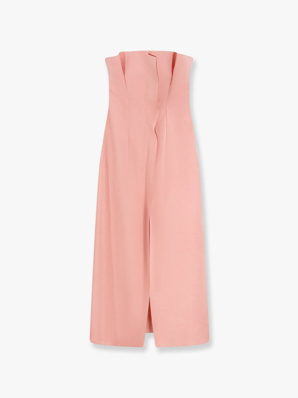 Satin long dress with bustier