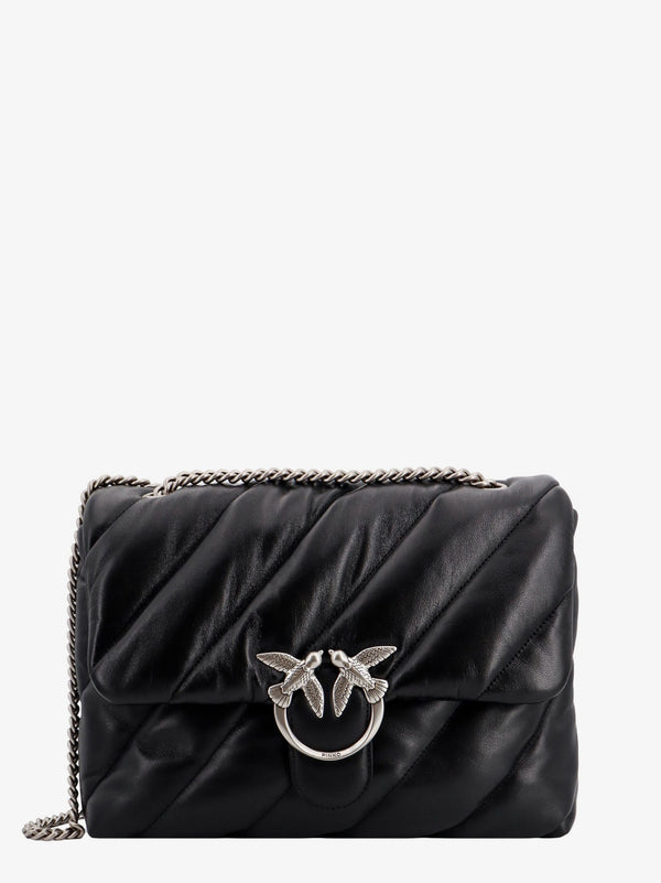 Pinko MatelassÃ£Â© Leather Shoulder Bag With Iconic Love Birds Buckle