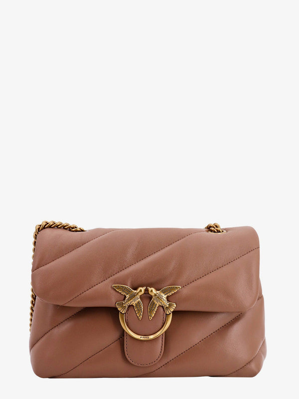 Matelassé leather shoulder bag with iconic love birds buckle