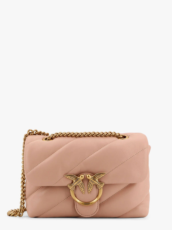 Matelassé leather shoulder bag with iconic love birds buckle