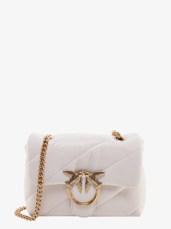 Matelassé leather shoulder bag with iconic love birds buckle