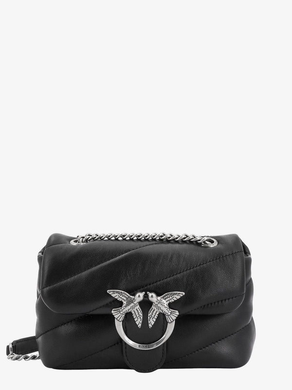 Pinko MatelassÃ£Â© Leather Shoulder Bag With Iconic Love Birds Buckle