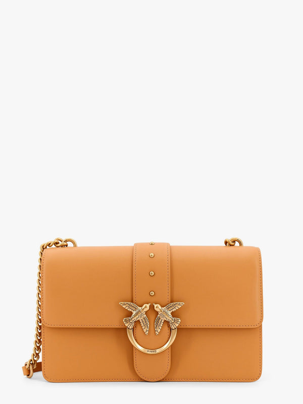Leather shoulder bag with love birds buckle