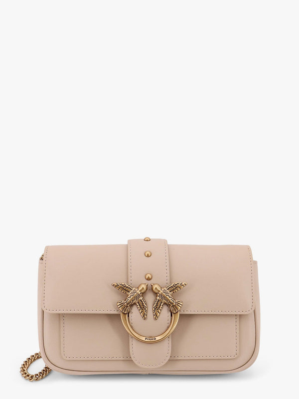 Love one pocket leather shoulder bag with love birds buckle