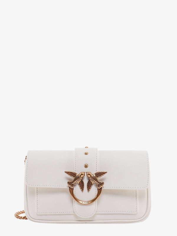 Love one pocket leather shoulder bag with love birds buckle