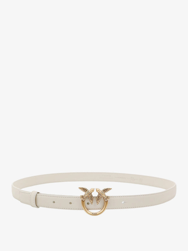 Pinko Love Berry Leather Belt With Love Birds Buckle
