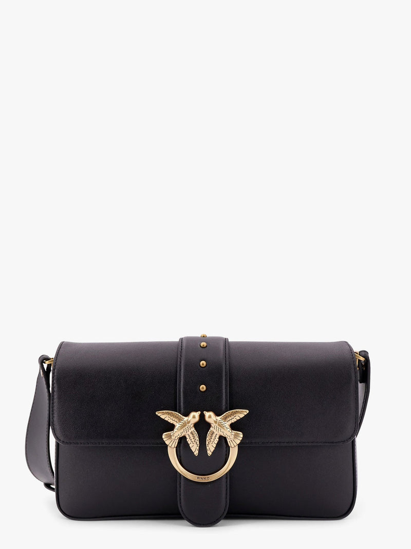 Pinko Pinko Love One Classic Leather Shoulder Bag Black - World Class Fashion