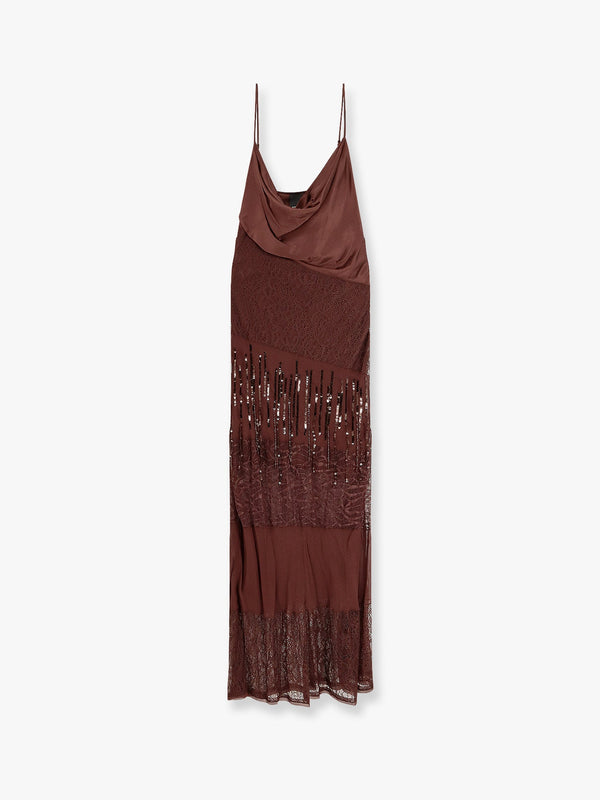 Ibis satin and lace long dress