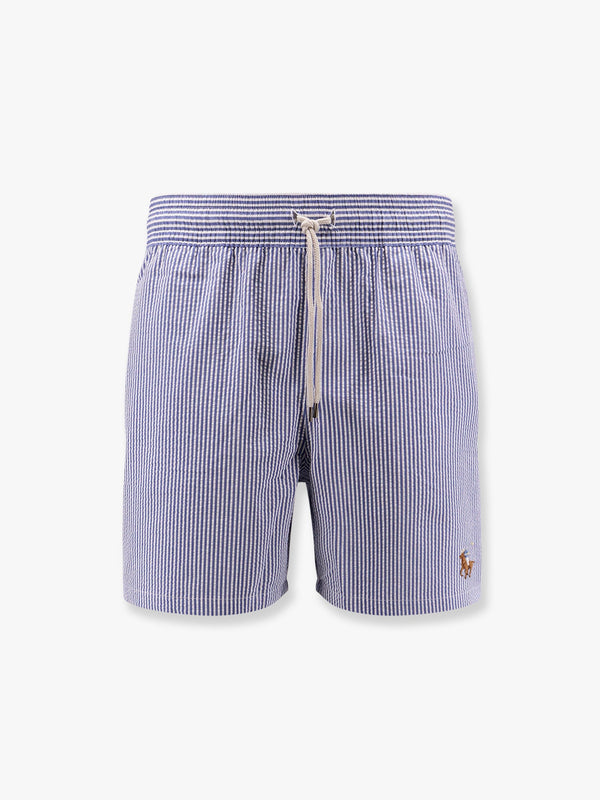 Polo Ralph Lauren Cotton Blend Striped Swim Trunk With Logo Embroidery