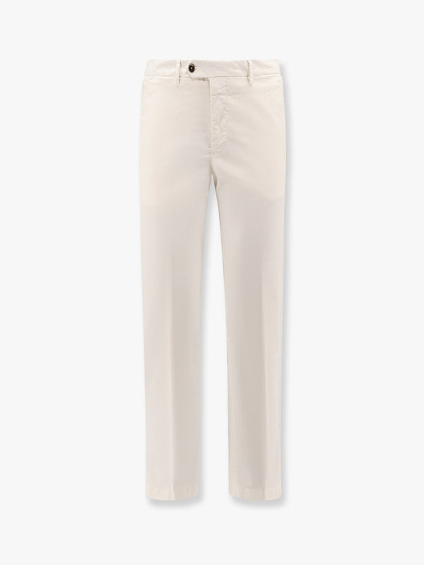 Stretch cotton trouser with logo metal charm