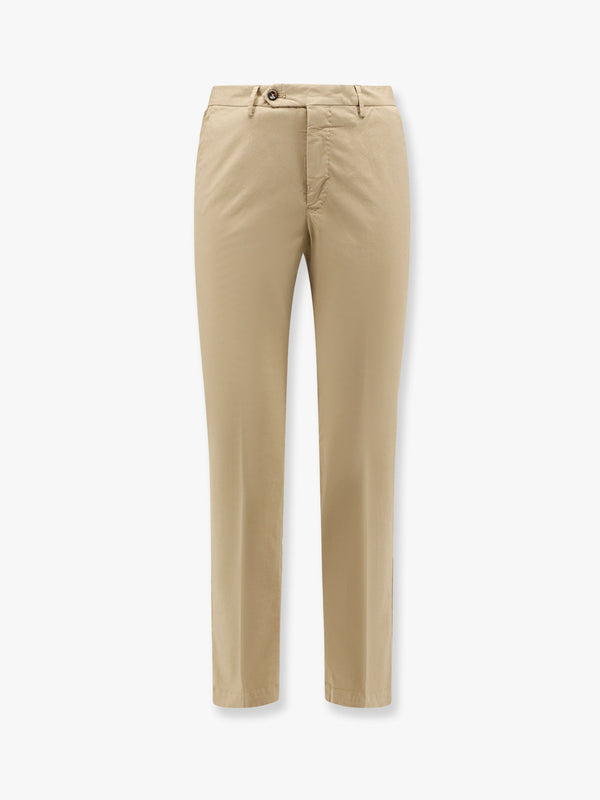 Stretch cotton trouser with logo metal charm
