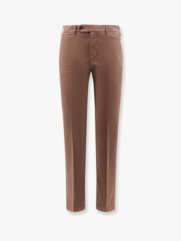 Stretch cotton trouser with logo metal charm