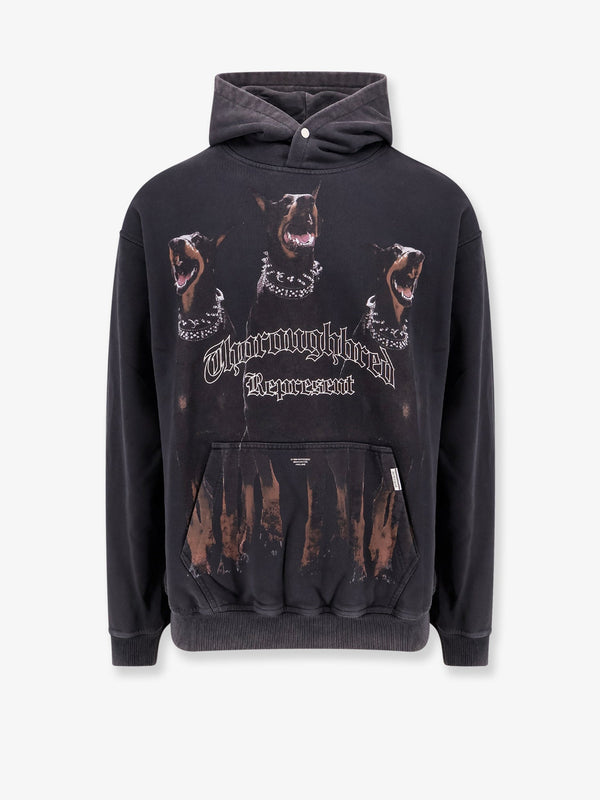 Cotton sweatshirt with frontal thoroughbred print
