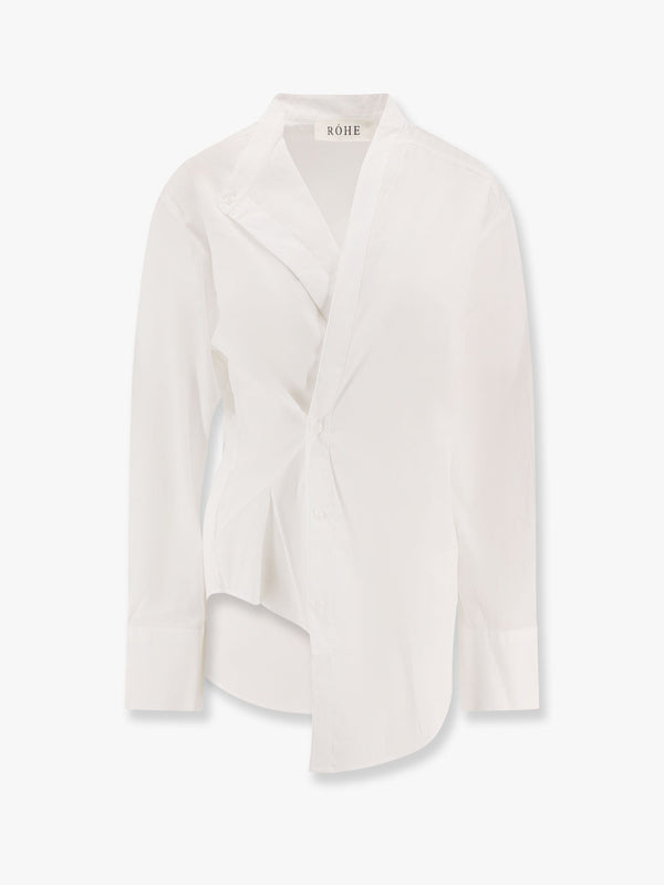 Cotton shirt with overlapping collar