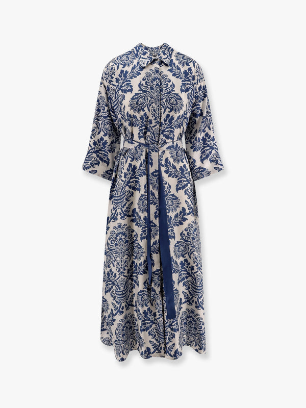 Camelia printed silk long chemisier dress