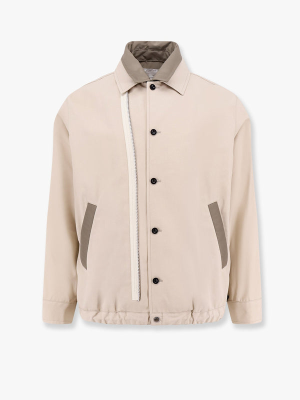 Cotton jacket with nylon profiles and zip detail