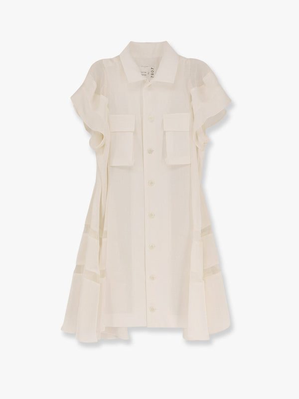Chemisier dress with voile and satin inserts