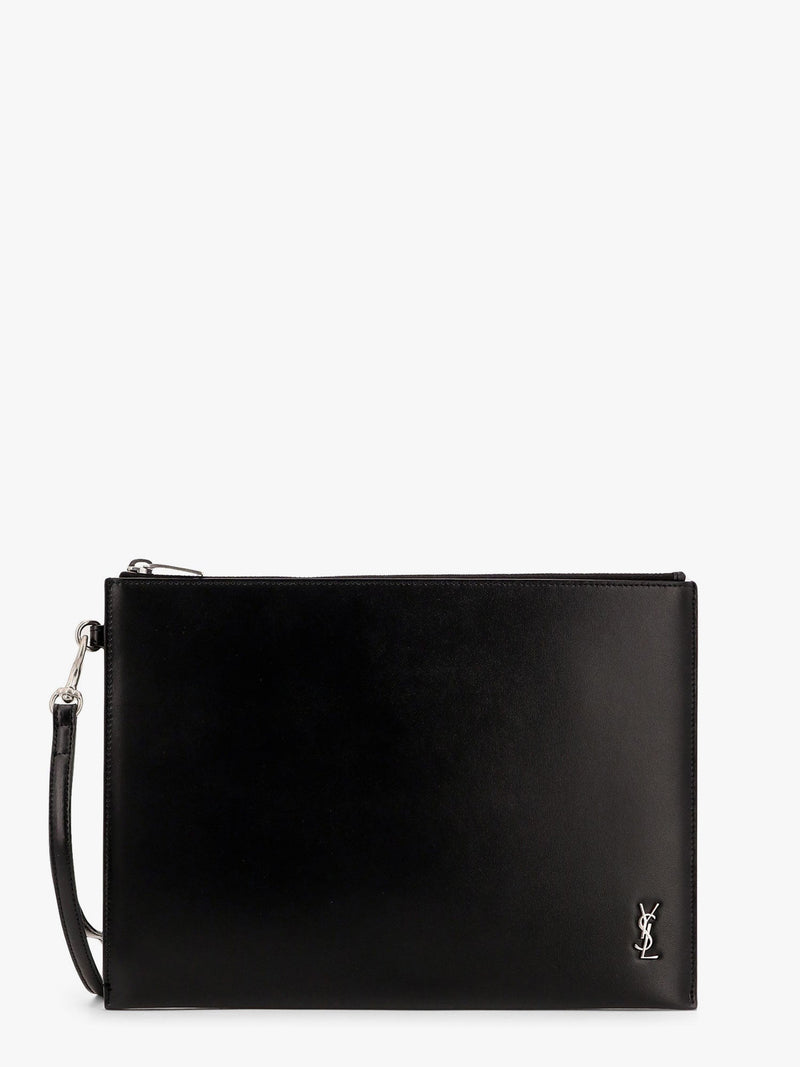 Saint Laurent Saint Laurent Tiny Cassandre Leather Tablet Case Black - World Class Fashion