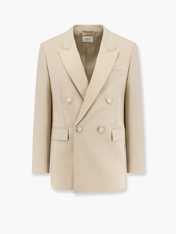 Wool tuxedo blazer with satin lapel