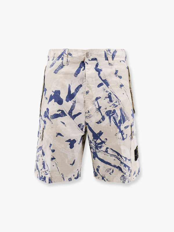 Organic cotton cargo bermuda shorts with print