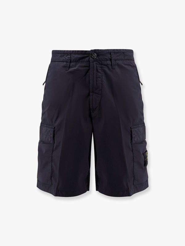 Stretch cotton shorts with iconic patch