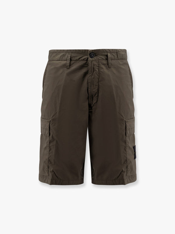 Stretch cotton shorts with iconic patch