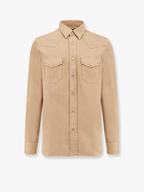 Cotton shirt with pockets and stitching