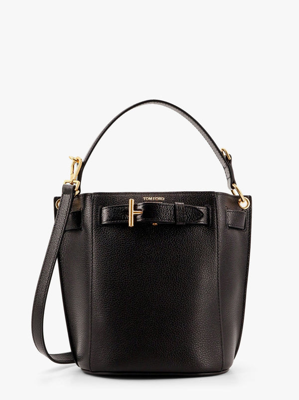 Crossbody leather bucket bag