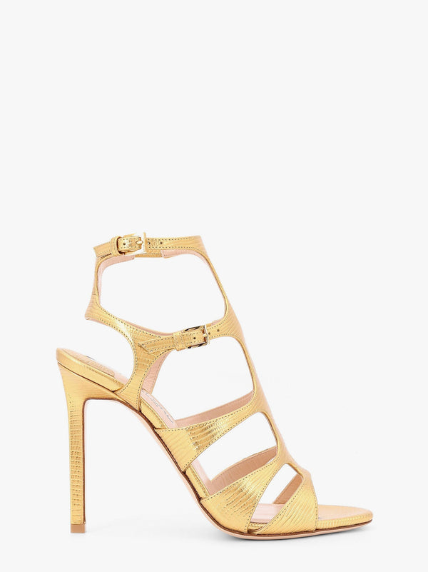 Laminated leather sandals with croco print