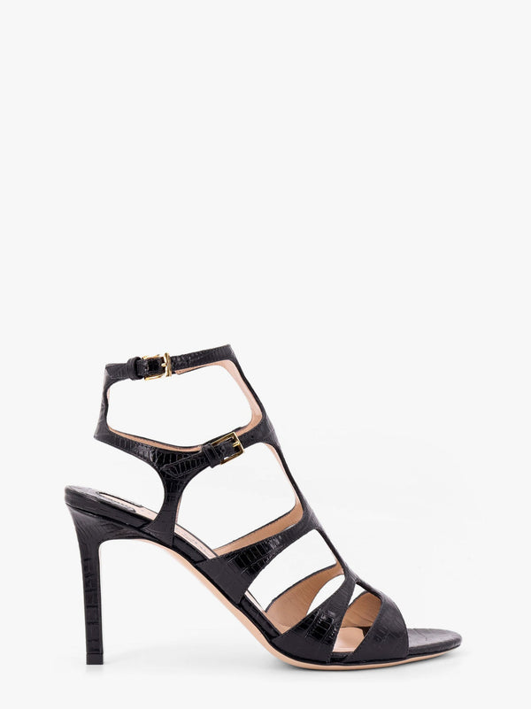 Leather sandals with croco effect