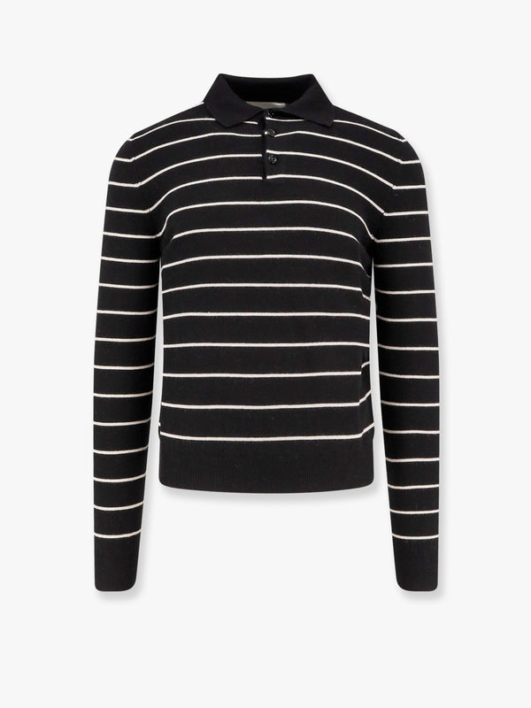 Super fine merino wool striped polo shirt
