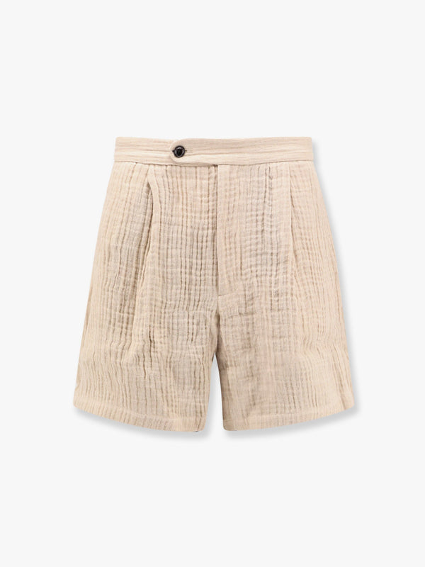 Double weave linen bermuda shorts