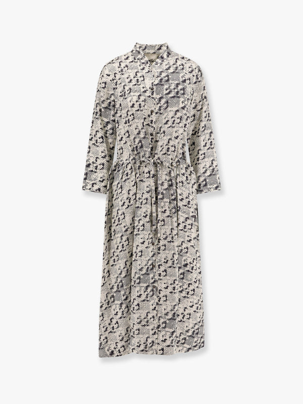 Tory Burch Silk Dress With Pixelated Logo Print