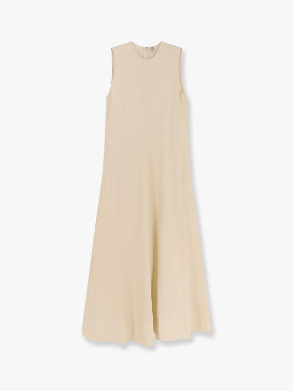 Woven stripe viscose and linen dress