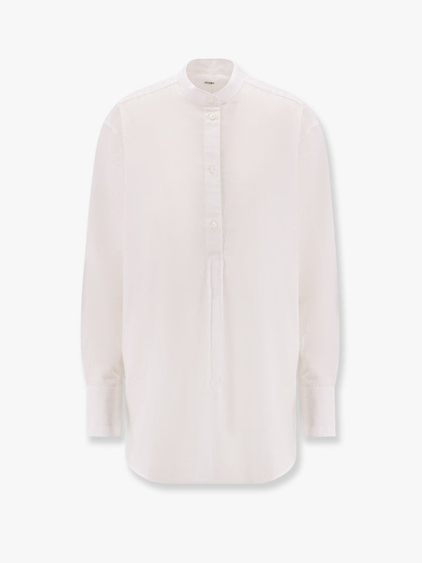 Stand collar organic cotton shirt