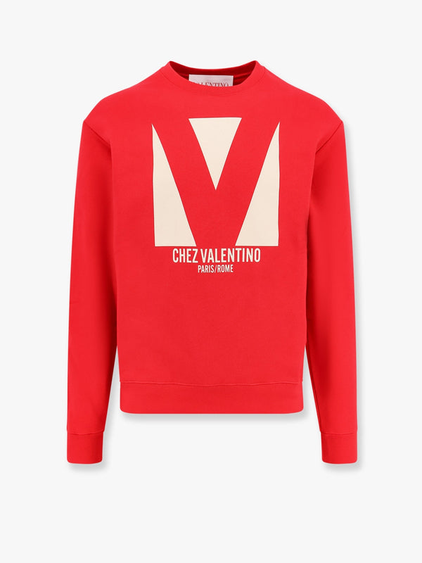 Cotton sweatshirt with frontal chez valentino print