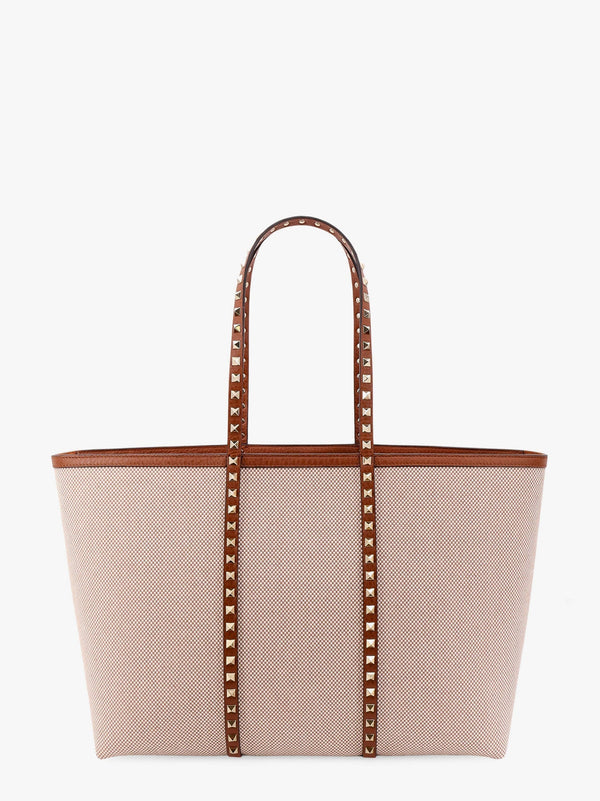 Valentino Garavani Canvas And Leather Shoulder Bag With Iconic Studs