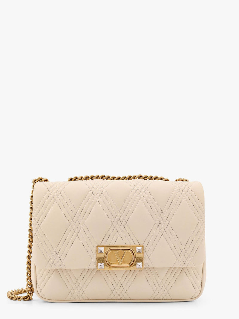 Valentino Garavani Bolso de Hombro Valentino Garavani Quiltie 67 de Piel Beige - World Class Fashion