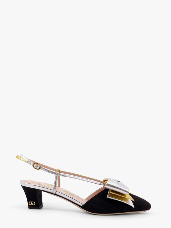 Bowow moiré fabric slingback