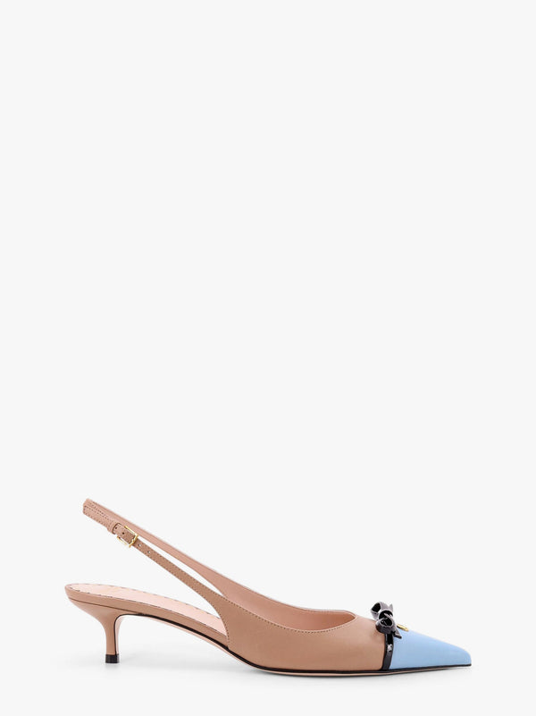 Leather slingback with vlogo signature detail