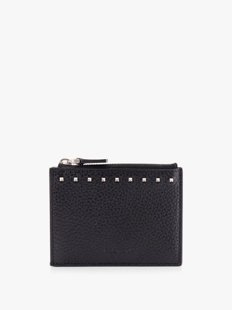 Valentino Garavani Valentino Garavani Rockstud Leather Card Holder Black - World Class Fashion